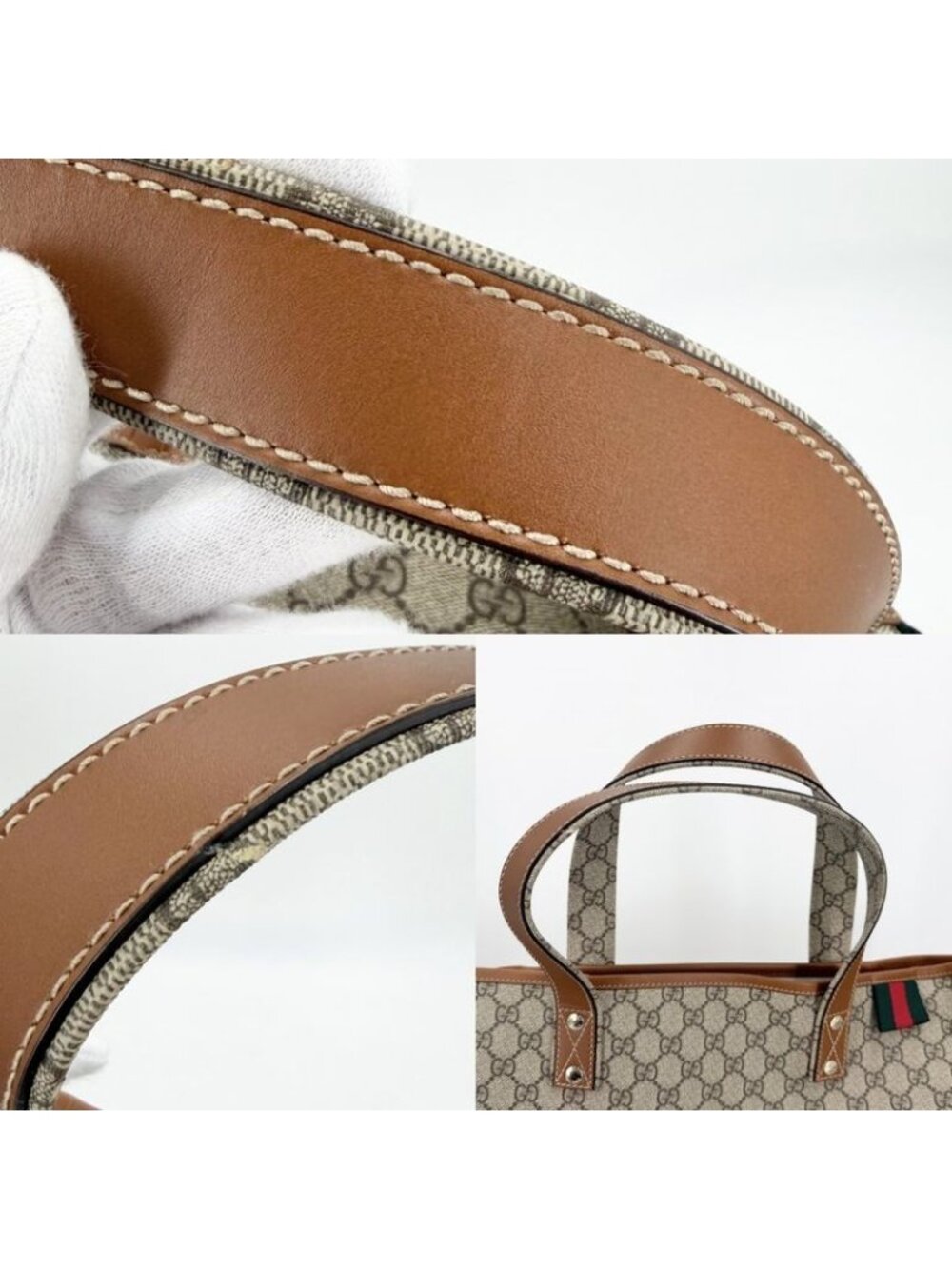 ★SOLD★ Gucci Tote Handbag Sherry Line Shoulder A4 Compatible GG Supreme Canvas - Picture 7 of 9